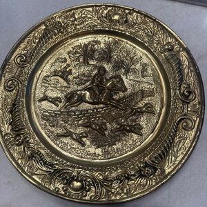 Vintage Gold Embossed Decorative Plate with a horse